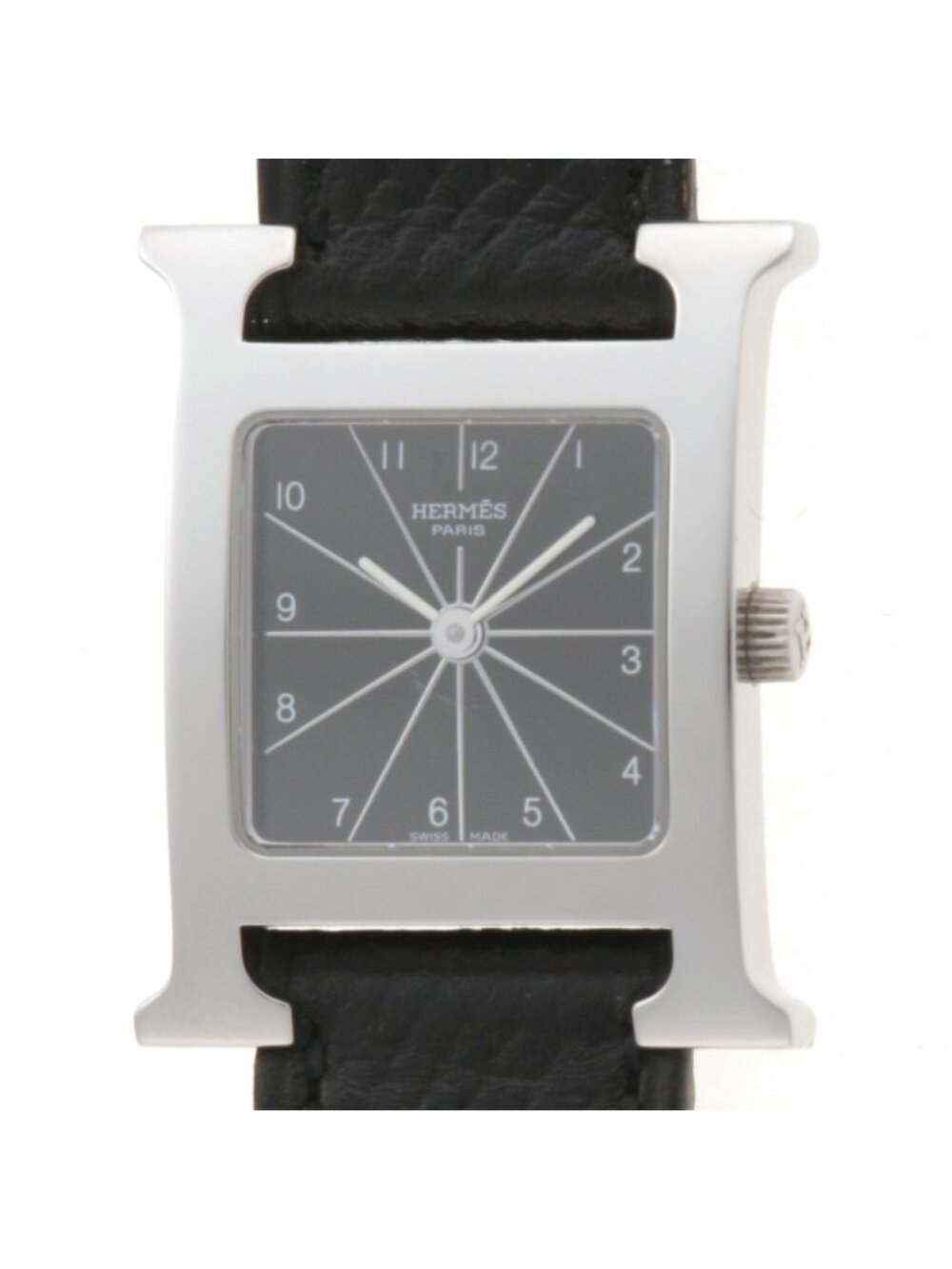 Hermes H Watch Stainless Steel Black Quartz
